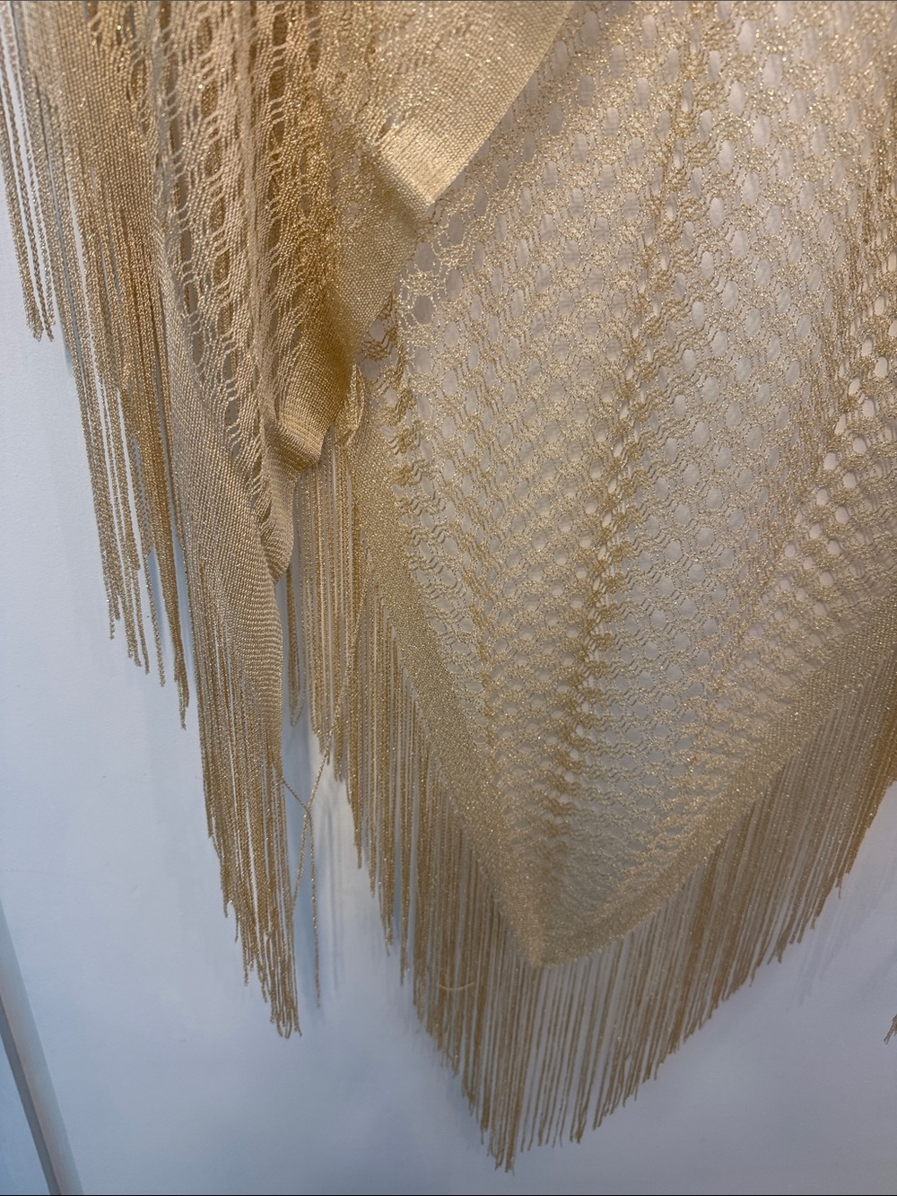 Talbots Metallic Gold Knit Scarf with Fringe - Picture 6 of 6